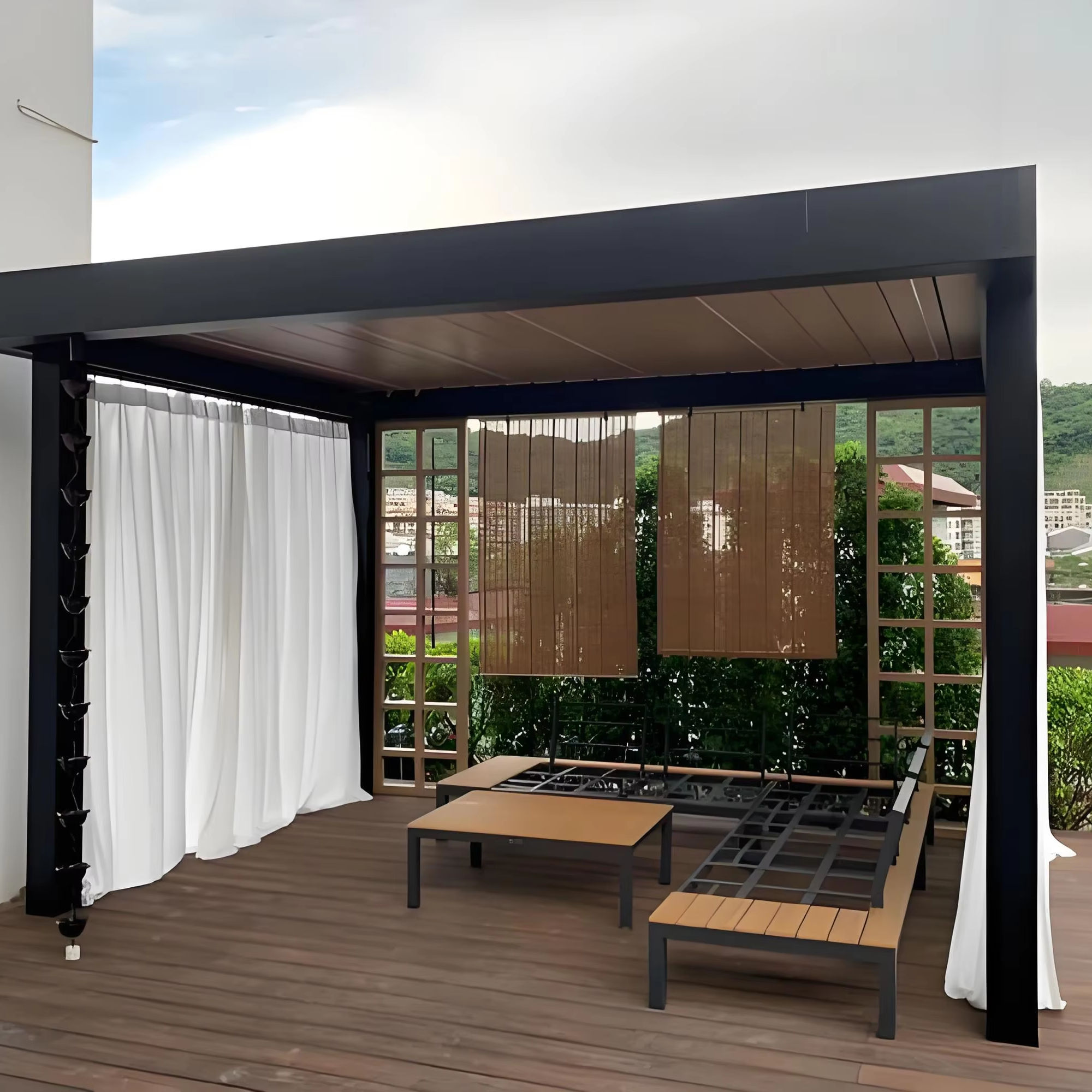 Outdoor Furniture Gazebo - Pérgola de Lujo con Recubrimiento en