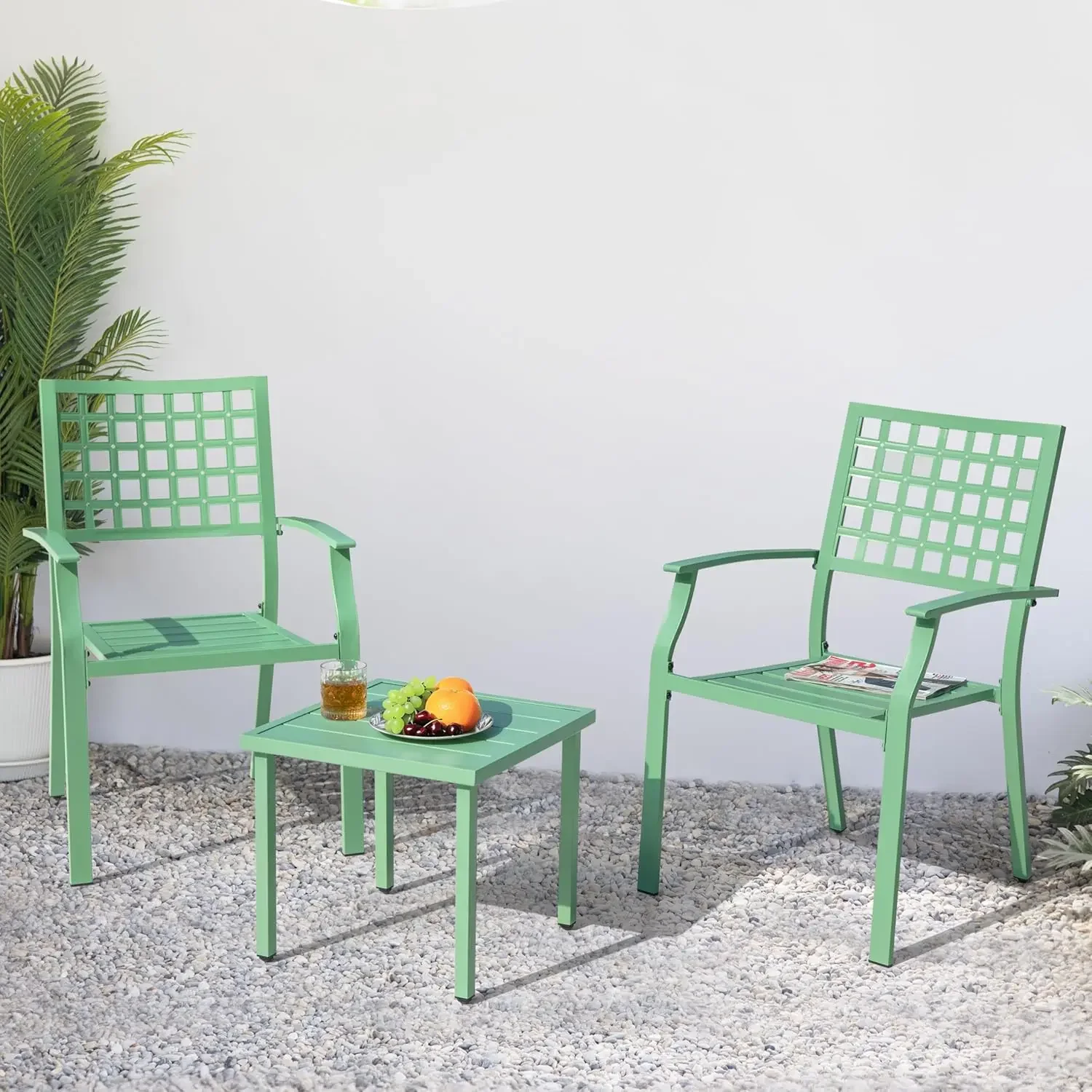 Outdoor Furniture Metal Chairs - Conjunto de Bistro de 3 Piezas