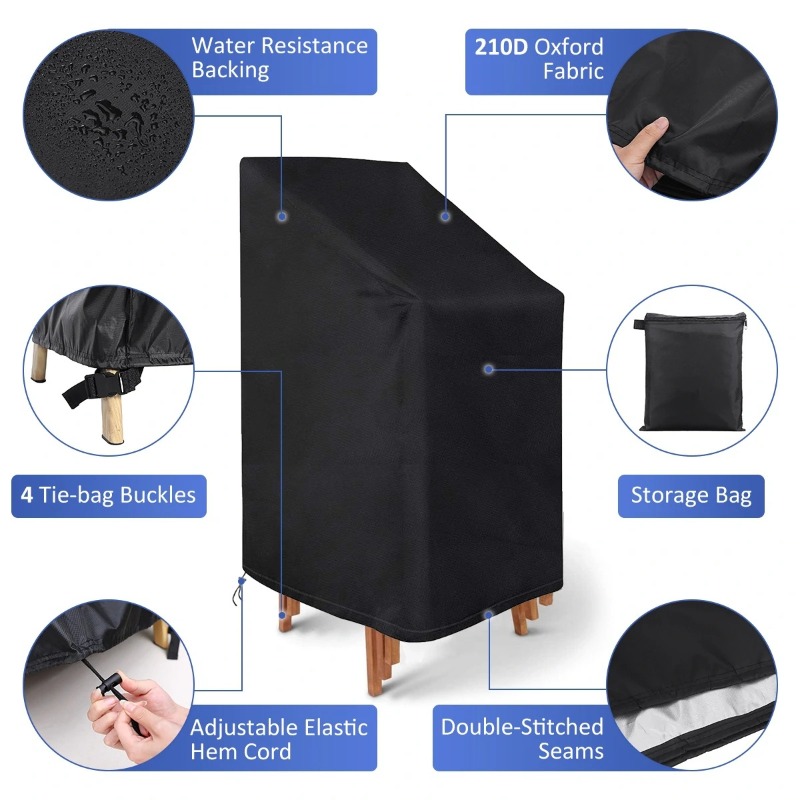Outdoor Furniture Cover Waterproof - Funda Protectora para Sillas Apilables, Impermeable