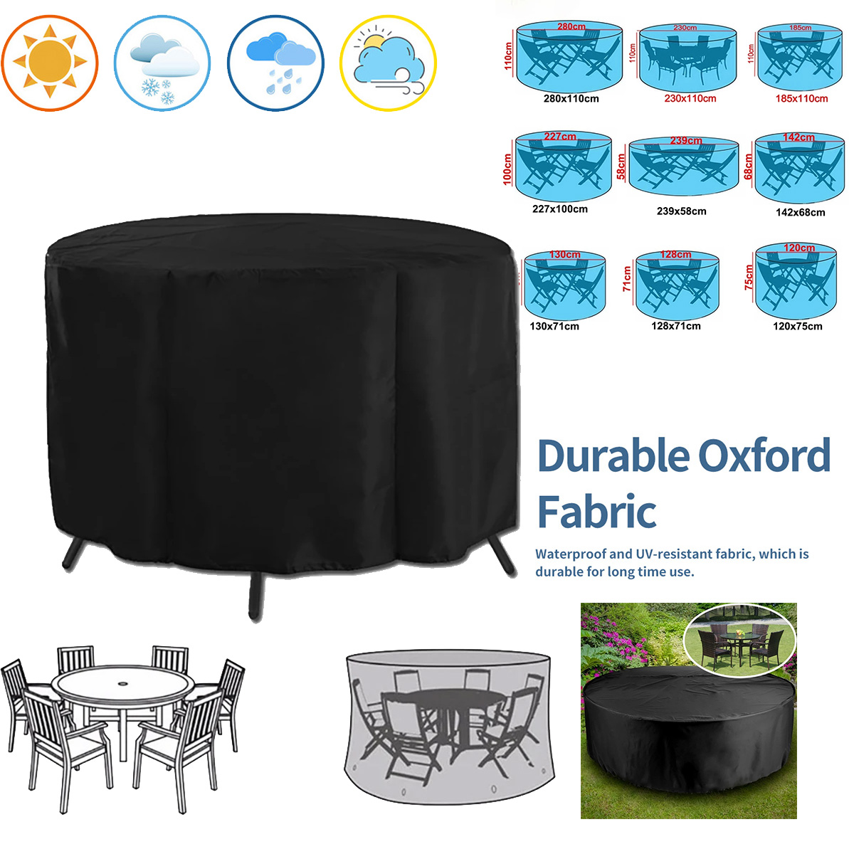 Outdoor Furniture Paint - Funda Redonda para Muebles de Jardín,