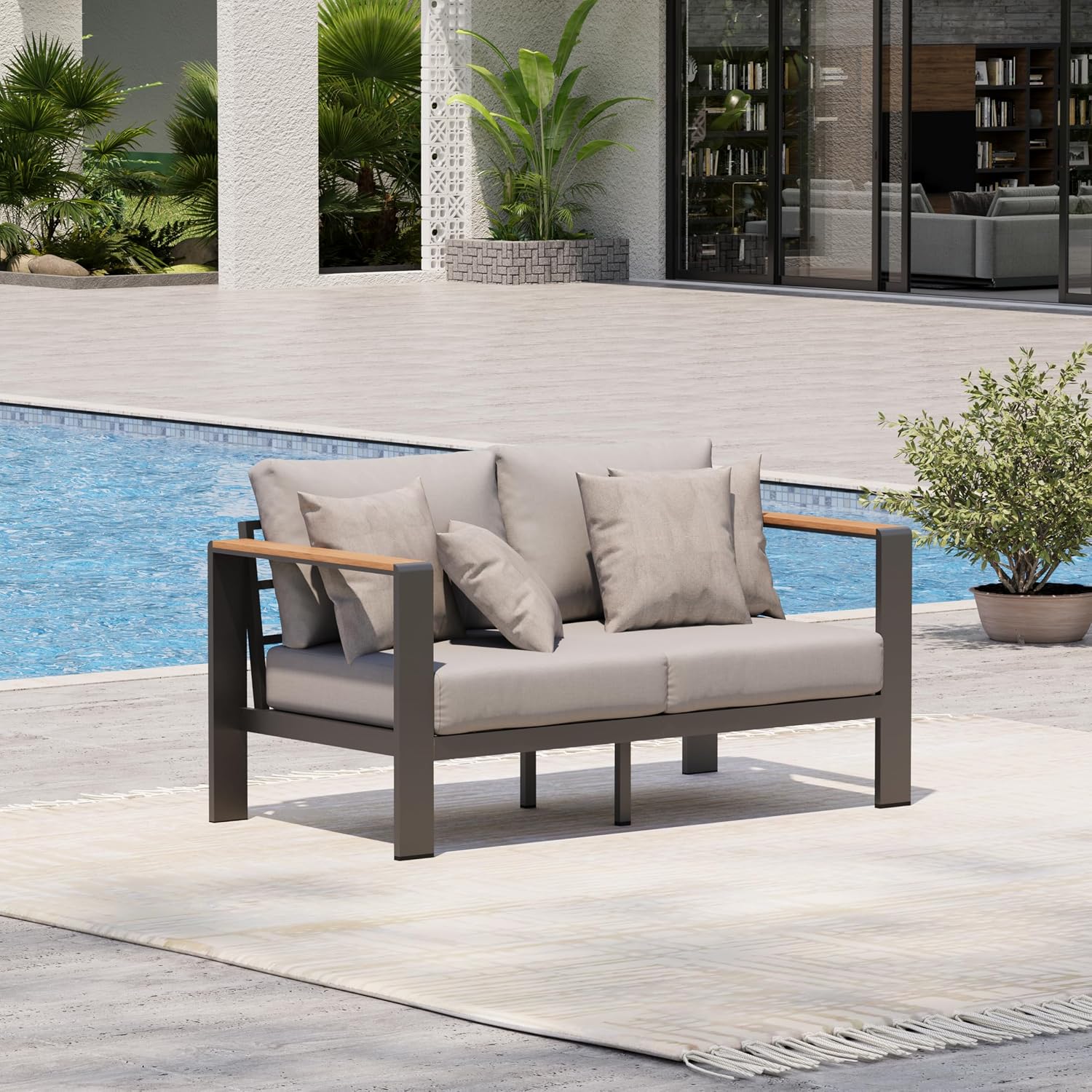 Outdoor Furniture Loveseat - Sofá de Dos Plazas de Aluminio