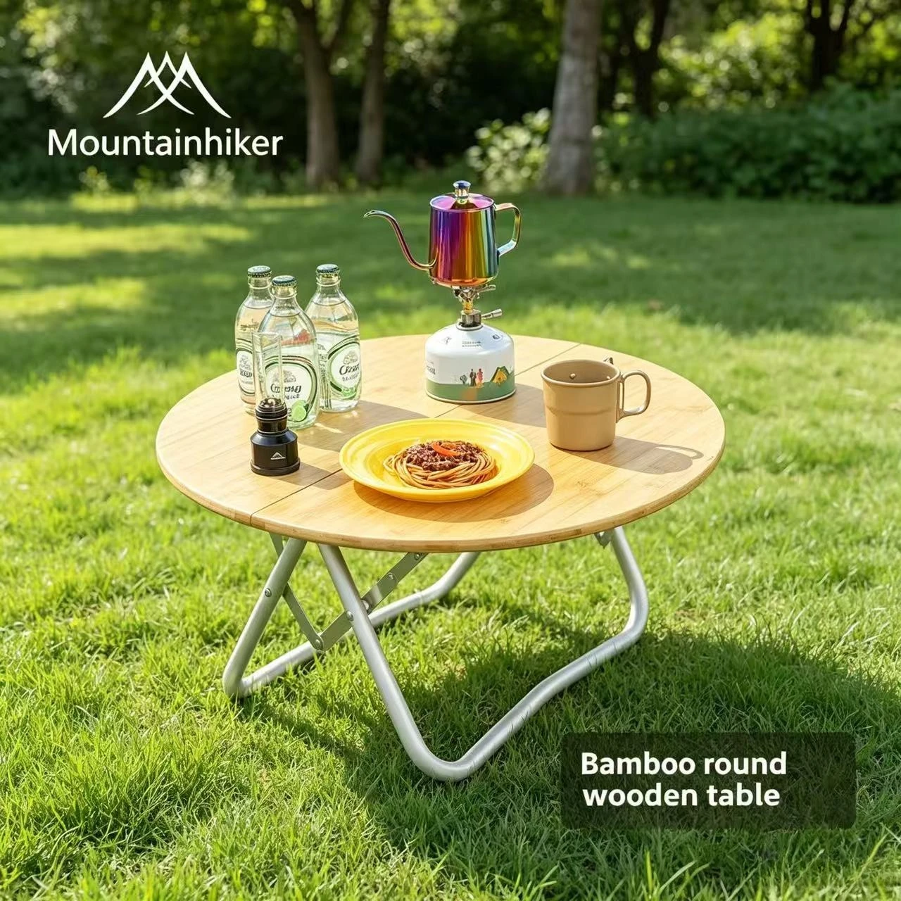 Folding Picnic Table - MOUNTAINHIKER Mesa de camping portátil, redonda,