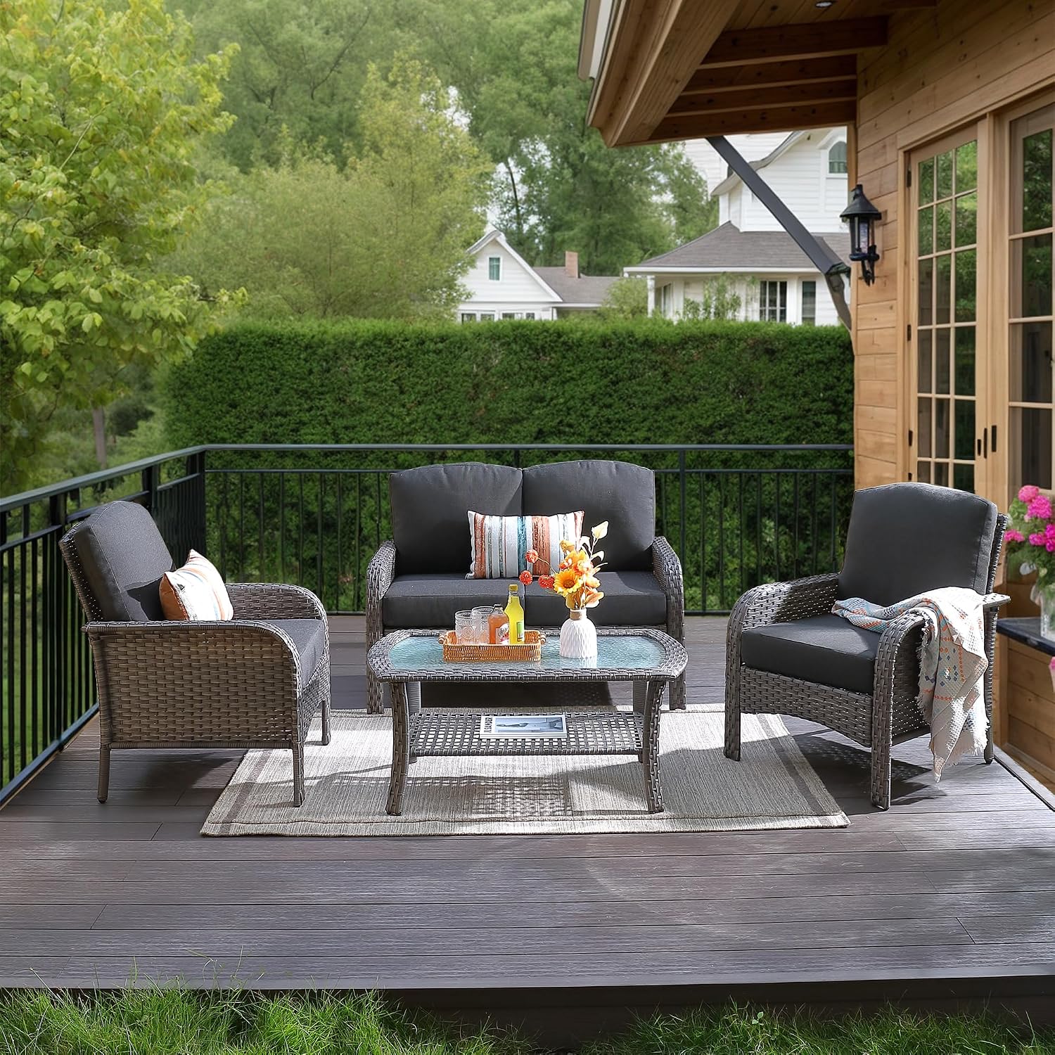 Outdoor Furniture Loveseat - Conjunto de Sofá Loveseat de Mimbre