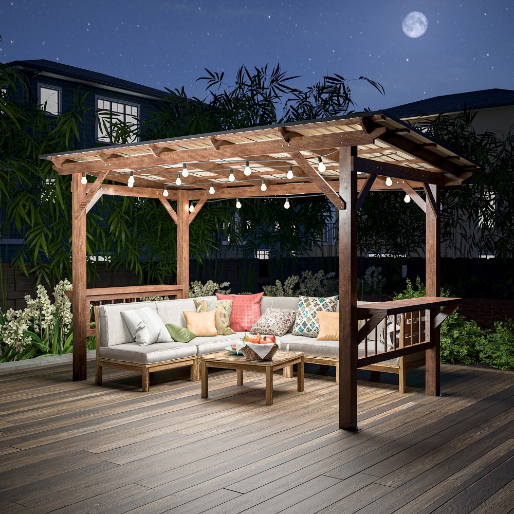Outdoor Furniture Gazebo - Pérgola Moderna de Madera de 13'