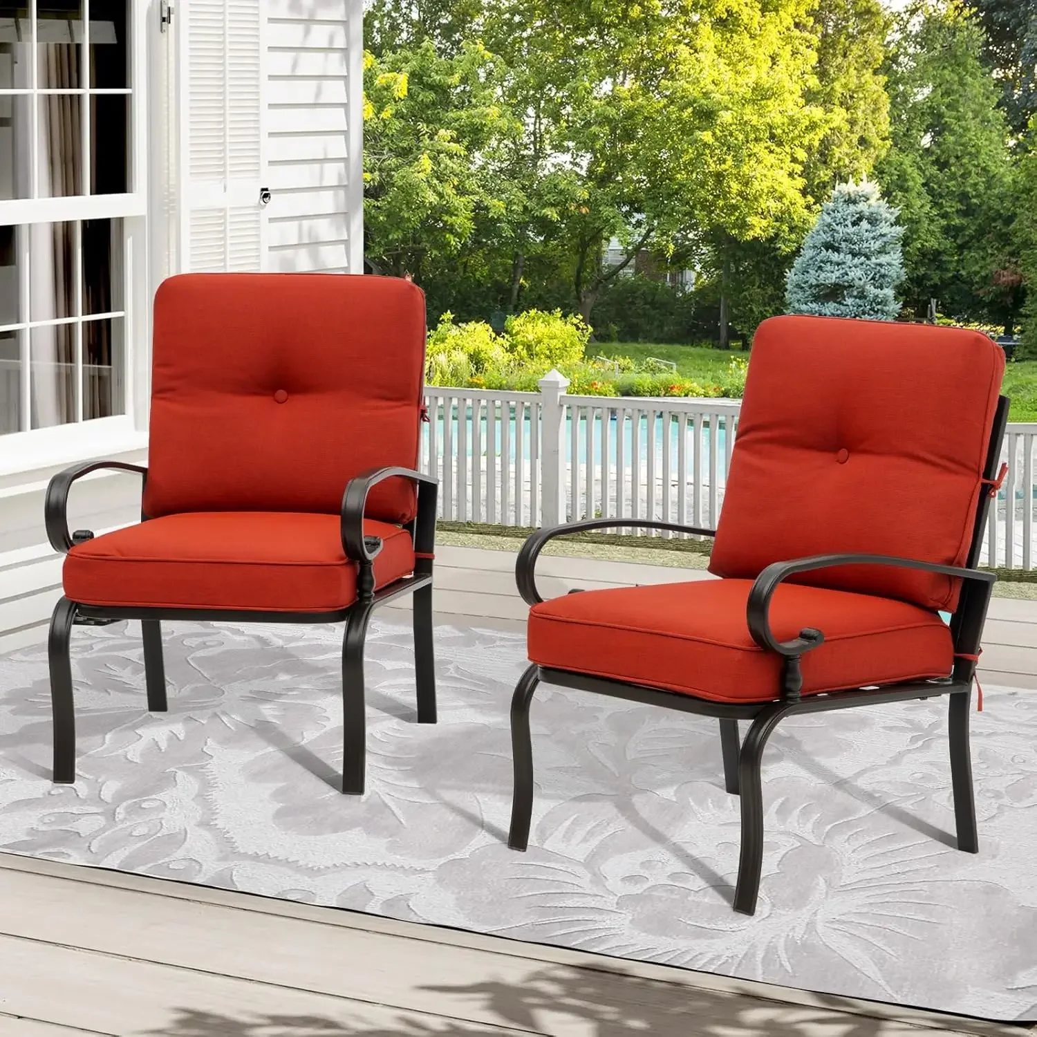 Outdoor Furniture Metal Chairs - Sillas de Bistró Metálicas Rojas para