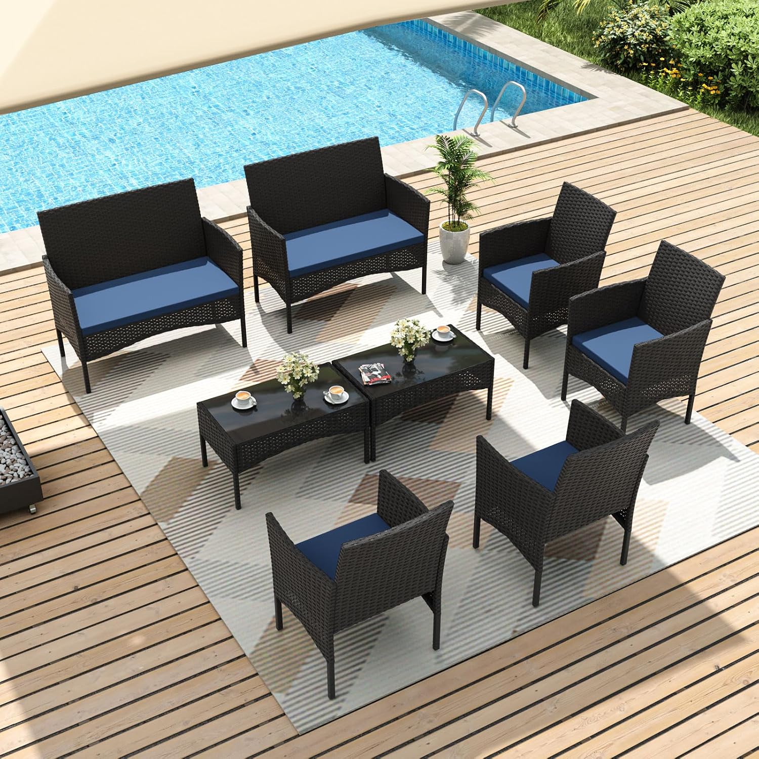 Juego de Muebles de Patio de 8 - Outdoor Furniture Loveseat reseña y precio