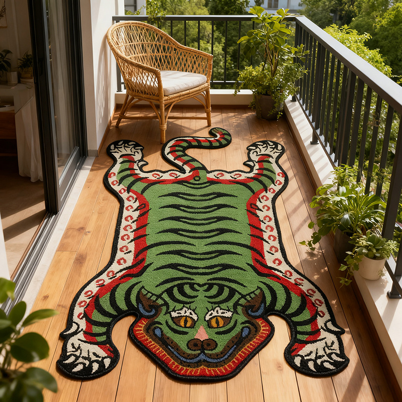 Alfombra con patrón de tigre V - Outdoor Furniture Cafe reseña y precio