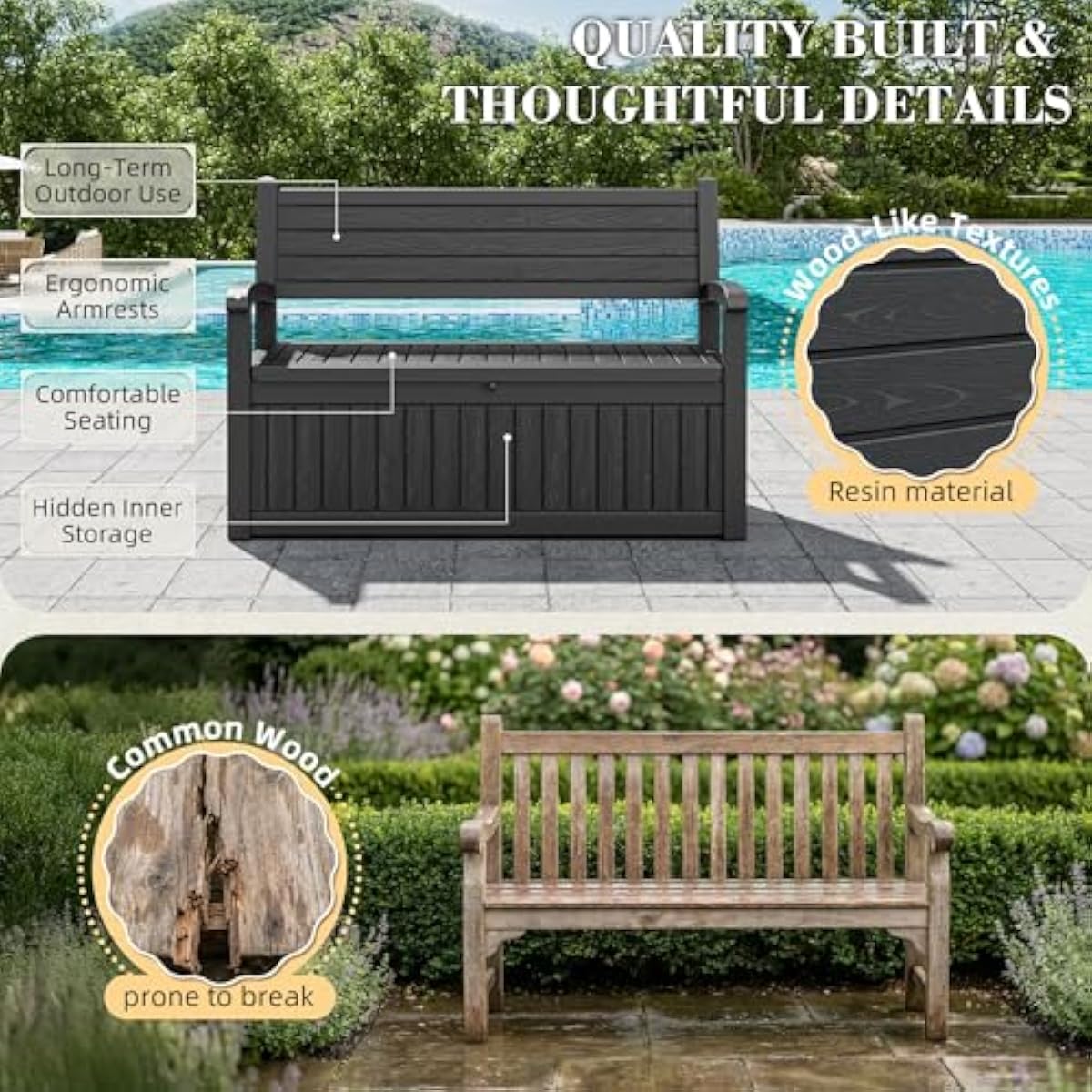 Banco de almacenamiento para e - Outdoor Furniture Resin reseña y precio