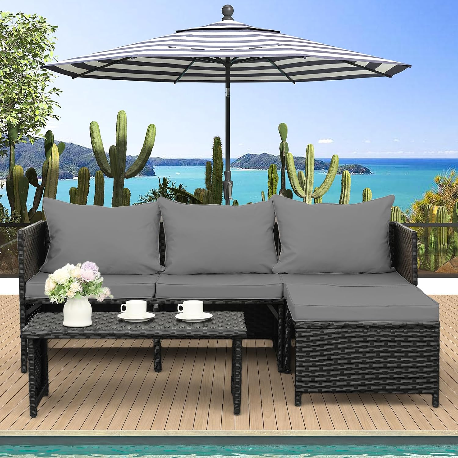 Juego de Muebles de Mimbre Sin - Outdoor Furniture Loveseat reseña y precio