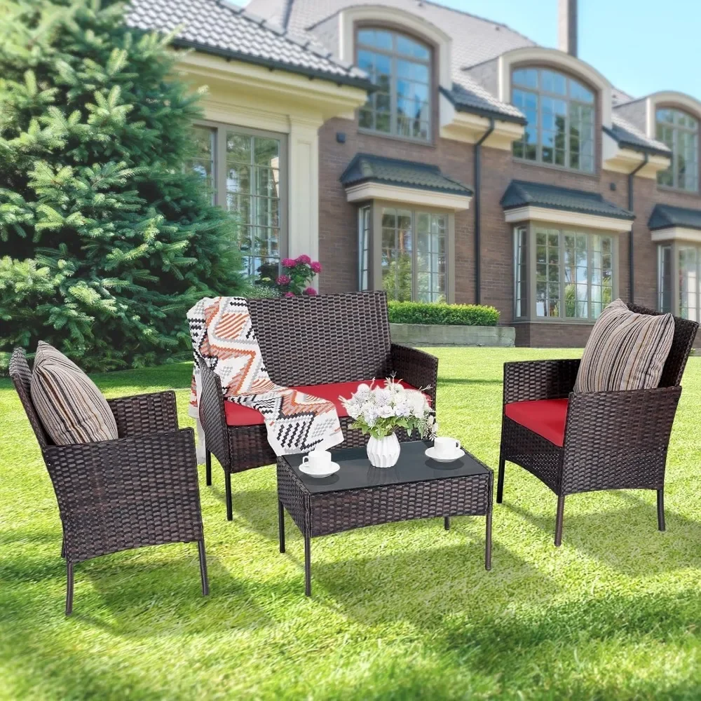 Juego de 4 piezas de juegos de - Outdoor Furniture Loveseat reseña y precio