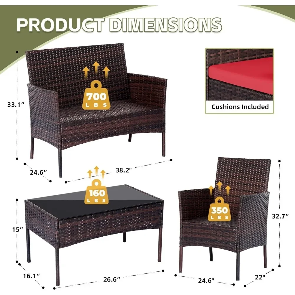 Juego de 4 piezas de juegos de - Outdoor Furniture Loveseat reseña y precio