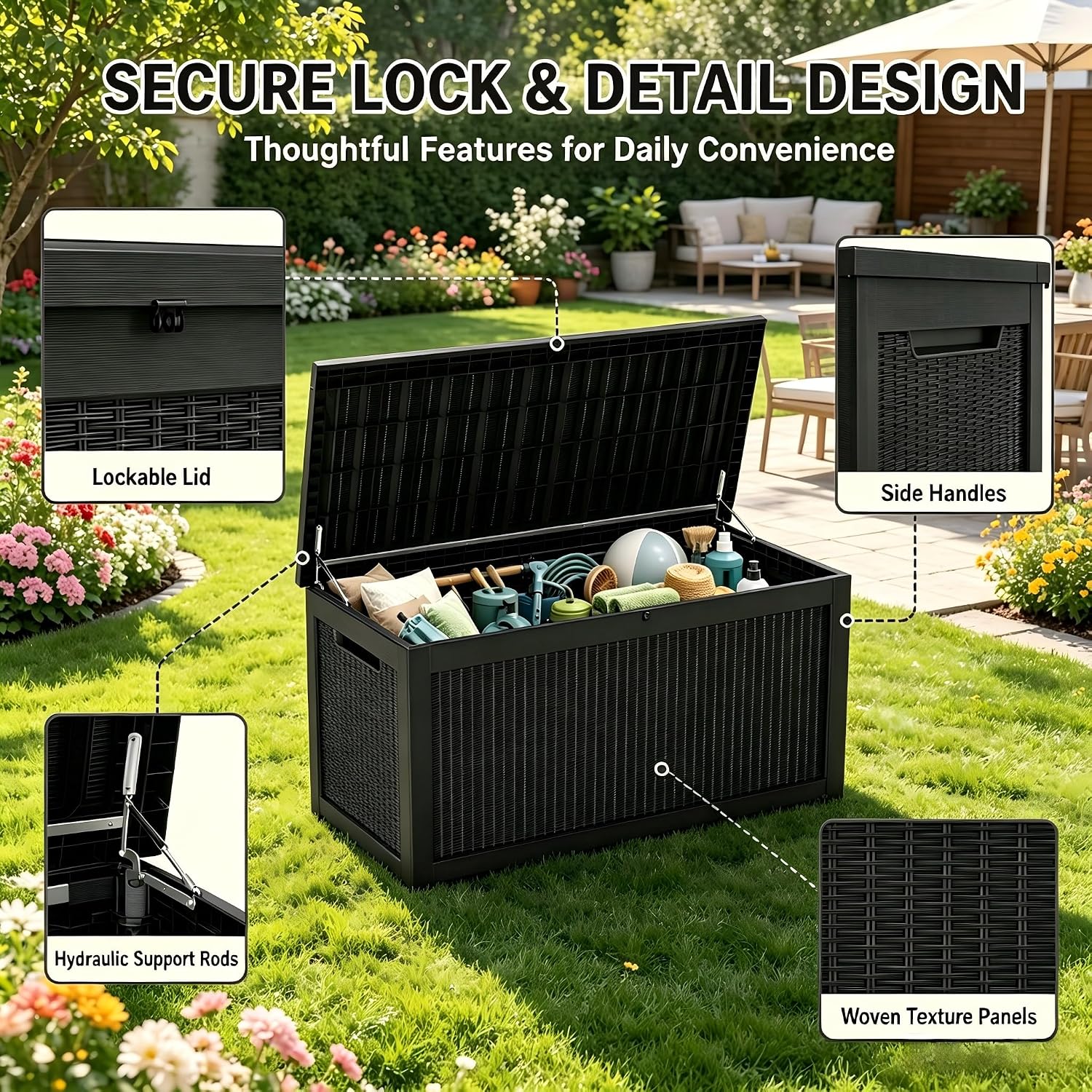 Caja de Almacenamiento Grande  - Outdoor Furniture Resin reseña y precio