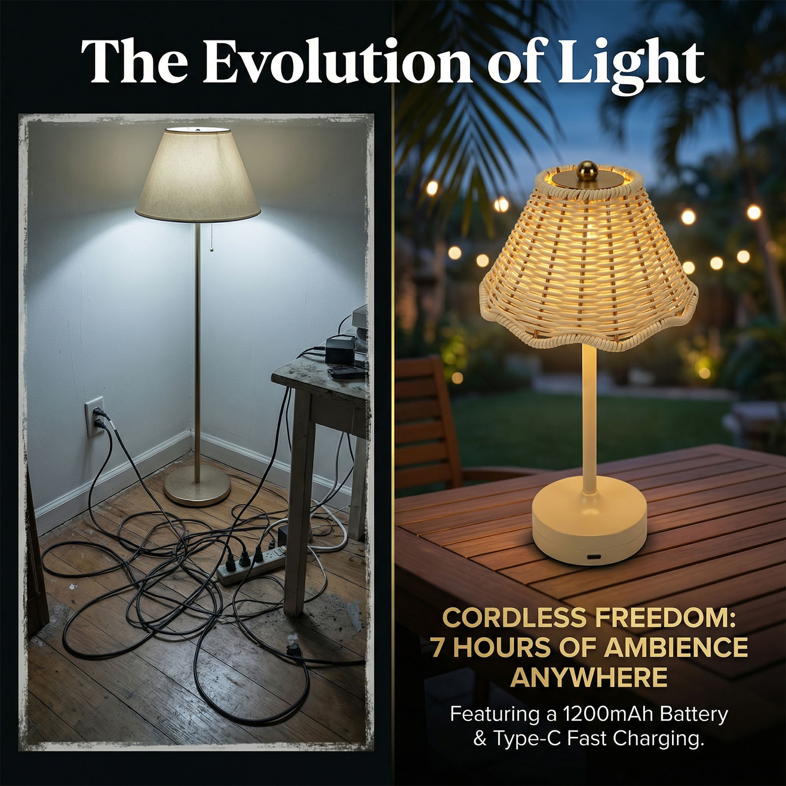 Lámpara de Mesa LED Vintage de - Outdoor Furniture Cafe reseña y precio