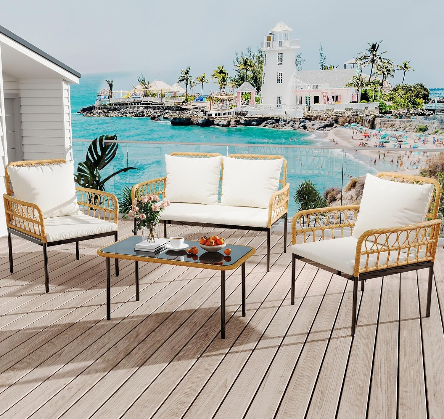 Juego de Muebles de Patio de 4 - Outdoor Furniture Ofo reseña y precio