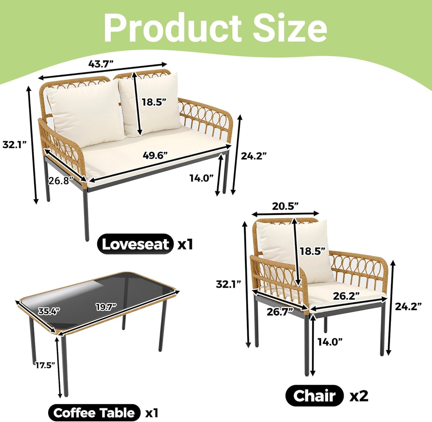 Juego de Muebles de Patio de 4 - Outdoor Furniture Ofo reseña y precio