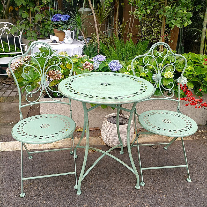 Mesa y Sillas de Hierro Estilo - Outdoor Furniture Metal Chairs reseña y precio