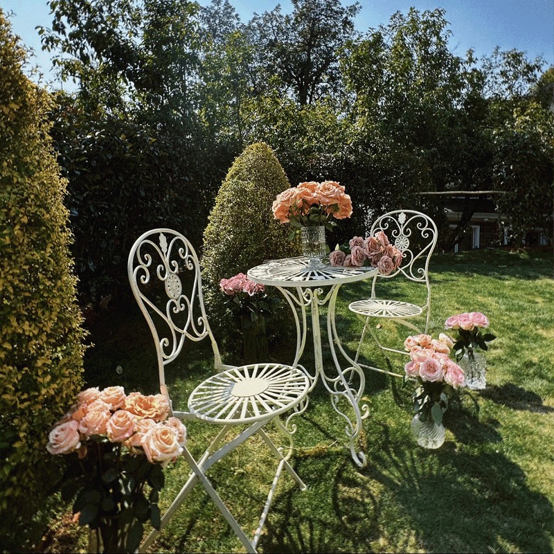 Mesa y Sillas de Hierro Vintag - Outdoor Furniture Cafe reseña y precio
