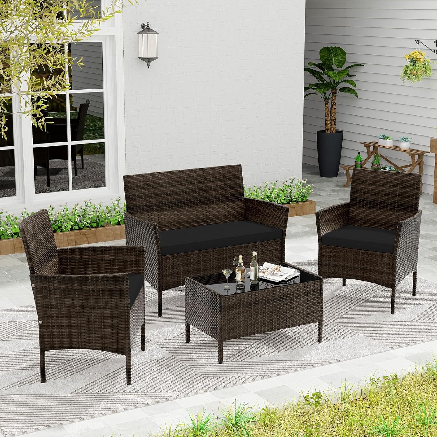 Juego de Muebles de Patio de 4 - Outdoor Furniture Ofo reseña y precio