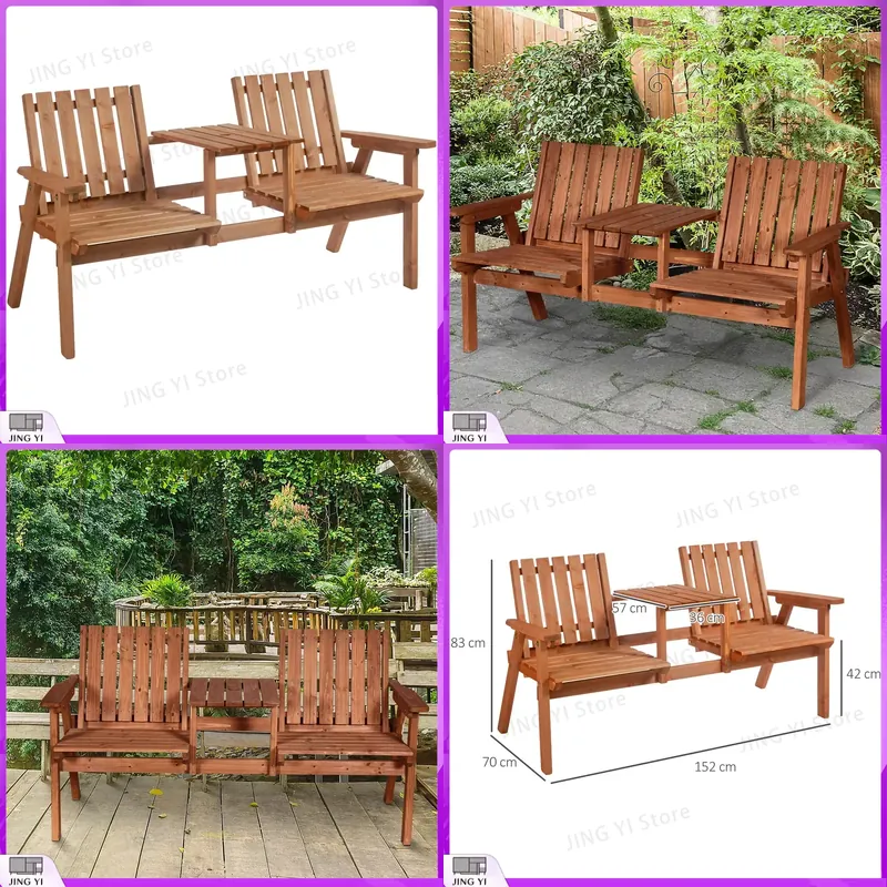 Banco de Jardín de Madera de 2 - Outdoor Furniture Loveseat reseña y precio