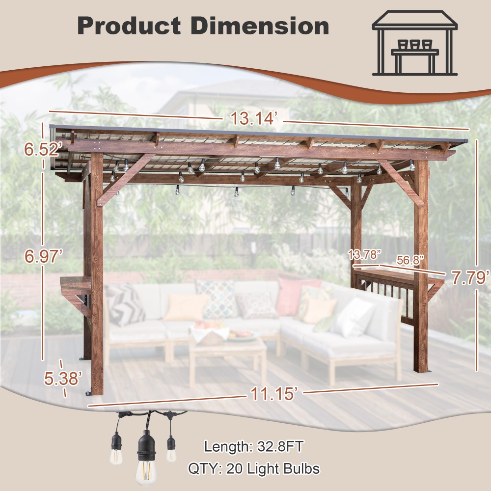 Pérgola Moderna de Madera de 1 - Outdoor Furniture Gazebo reseña y precio