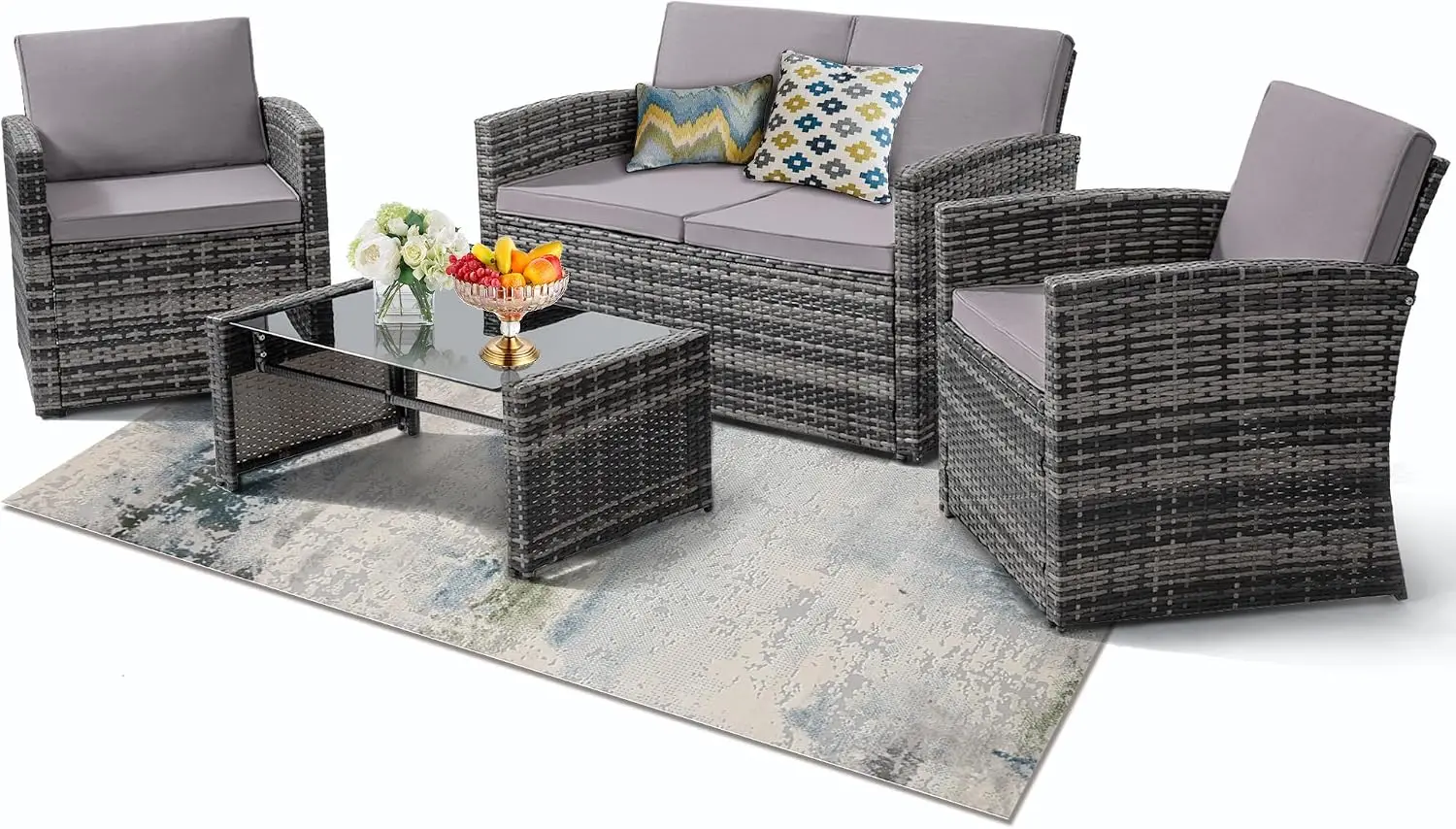 Juego de muebles de patio de 4 - Outdoor Furniture Loveseat reseña y precio