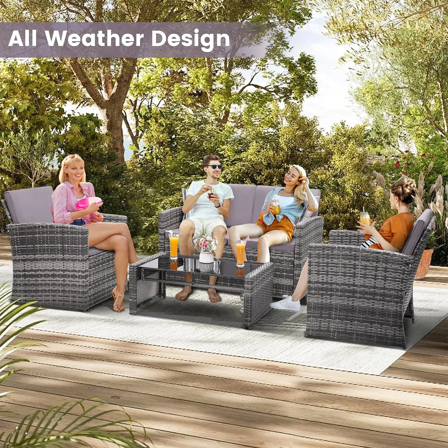 Juego de muebles de patio de 4 - Outdoor Furniture Loveseat reseña y precio