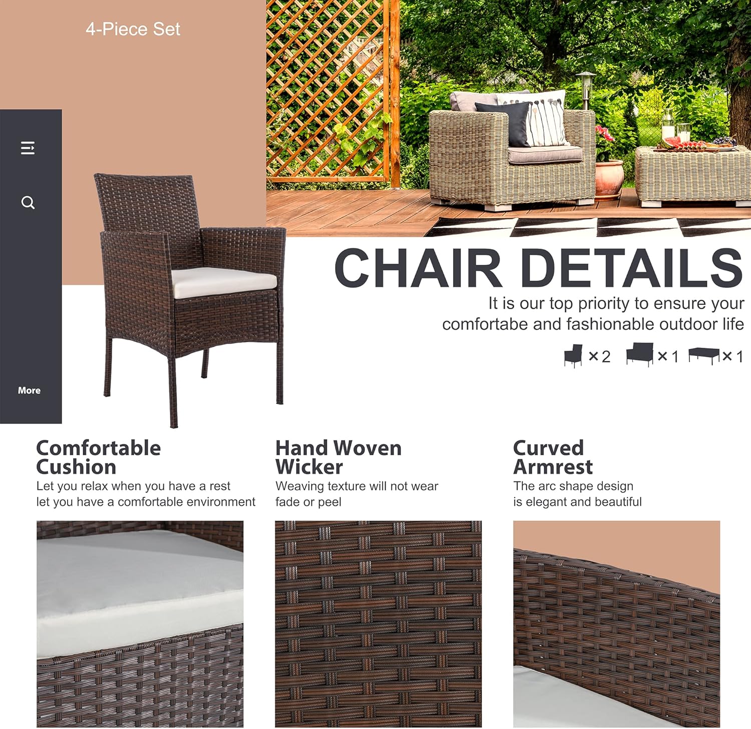 Conjunto de Muebles de Jardín  - Outdoor Furniture Loveseat reseña y precio